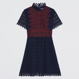 Sandro Paris Danny Lace Mini Dress Blue Red Size 1